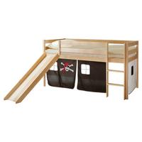 Igralna Postelja Manuel, 90x200, Črna, Tobogan - barve bora/črna, Natur, les (90/200cm) - MID.YOU