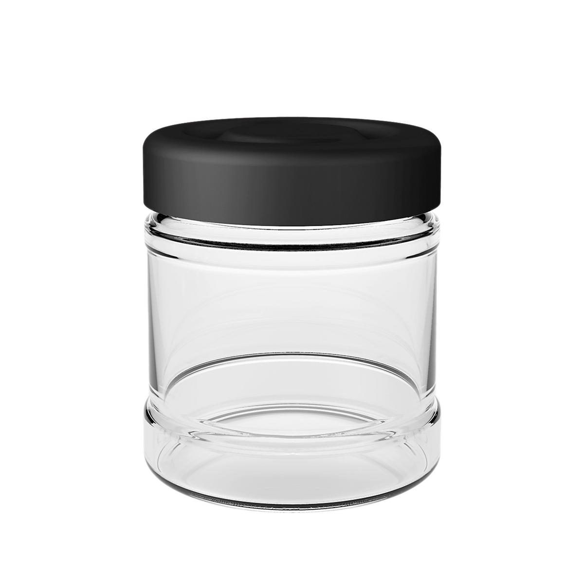 Vorratsglas Silvia aus Glas ca.865ml - Transparent/Schwarz, KONVENTIONELL, Glas/Kunststoff (12,5/11cm) - Modern Living