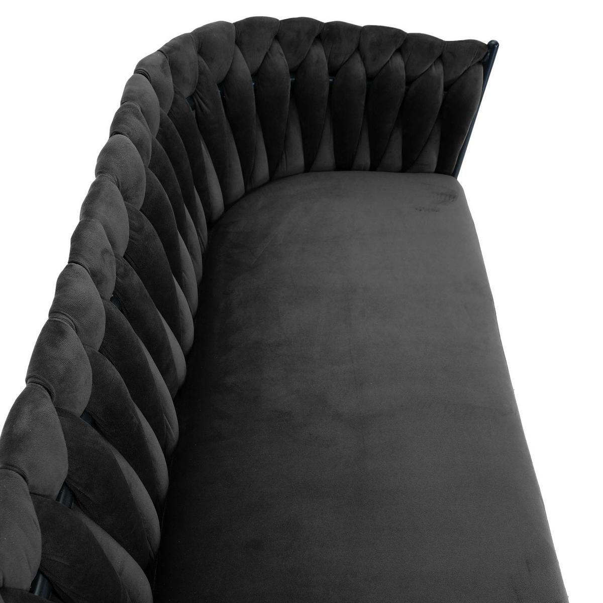 ŁAWKA WEAVY - czarny, Modern, metal/tkanina (130/78/55cm) - Livetastic