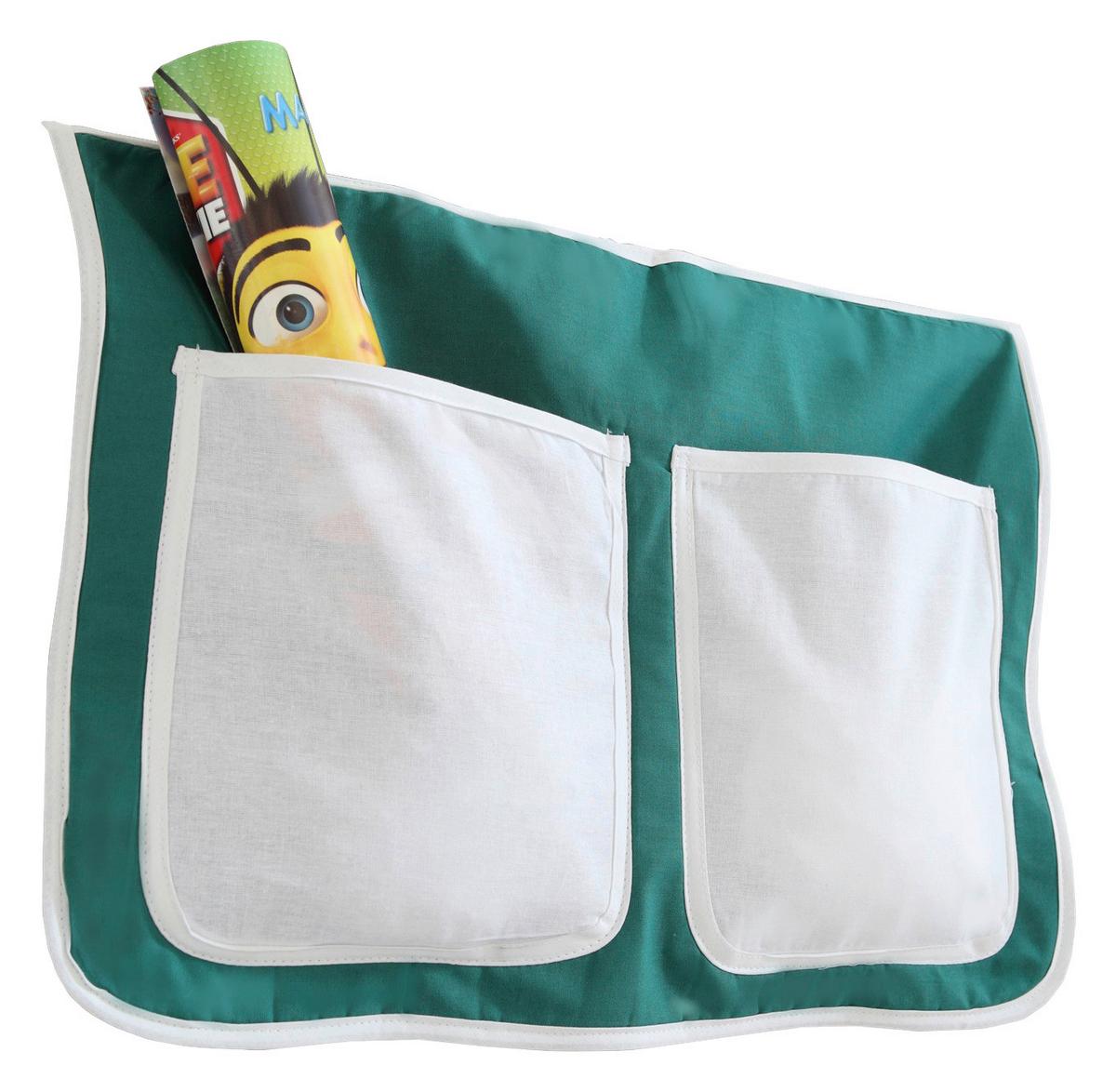 Betttasche "Stofftasche", weiß/dunkelgrün - Dunkelgrün/Weiß, KONVENTIONELL, Textil (56/32/2cm) - MID.YOU