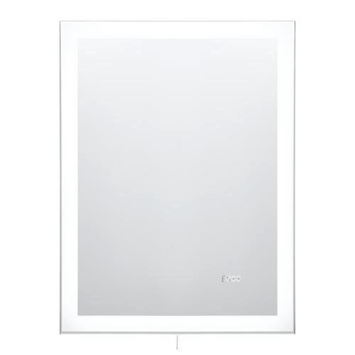 Wandspiegel in Grau inkl. LED 'Mirror Clock' - Silberfarben/Grau, Basics, Glas/Holzwerkstoff (60/80/3cm)