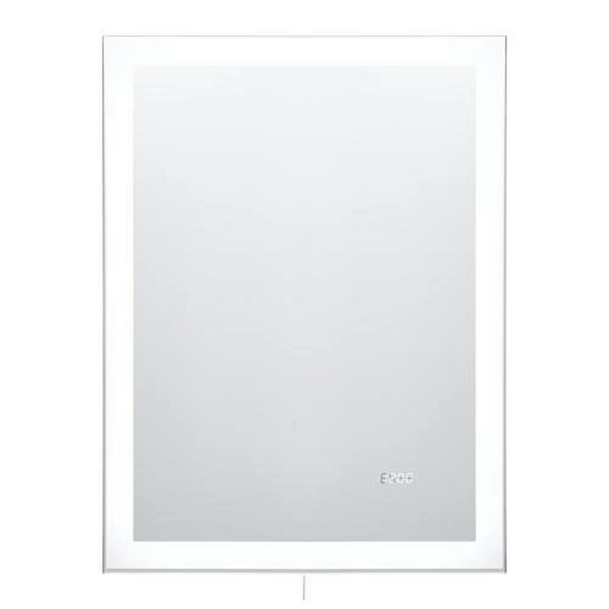 Wandspiegel in Grau inkl. LED 'Mirror Clock' - Silberfarben/Grau, Basics, Glas/Holzwerkstoff (60/80/3cm)