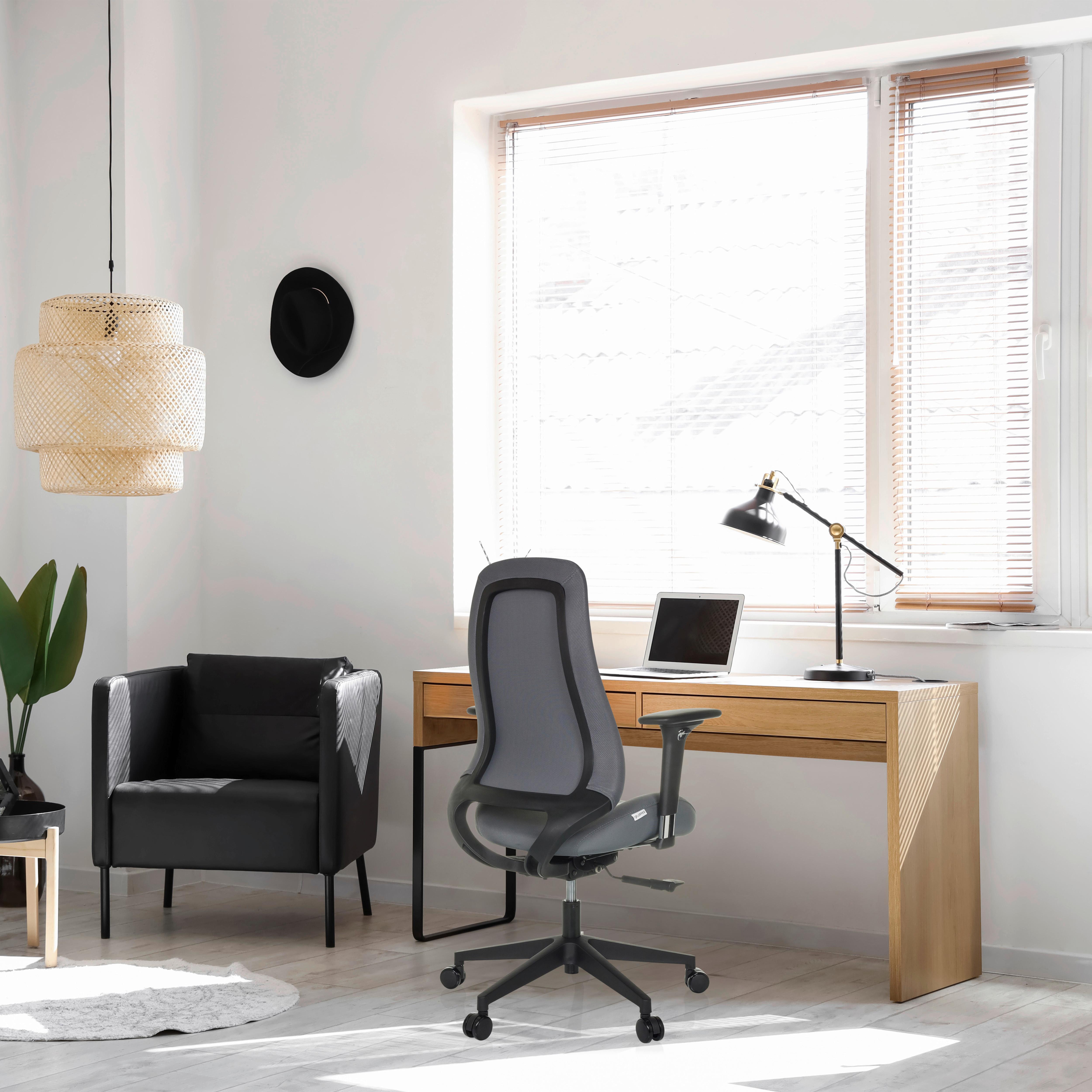Pisarniški Stol Henfield B, Siva - siva/črna, Moderno, umetna masa/tekstil (67/111 - 120/64cm) - MID.YOU