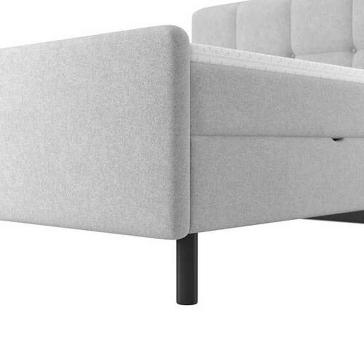 Boxbett Marbella ca. 180x200 Hellgrau mit Topper - Hellgrau/Schwarz, Modern, Holz/Holzwerkstoff (180/200cm) - Bessagi Home