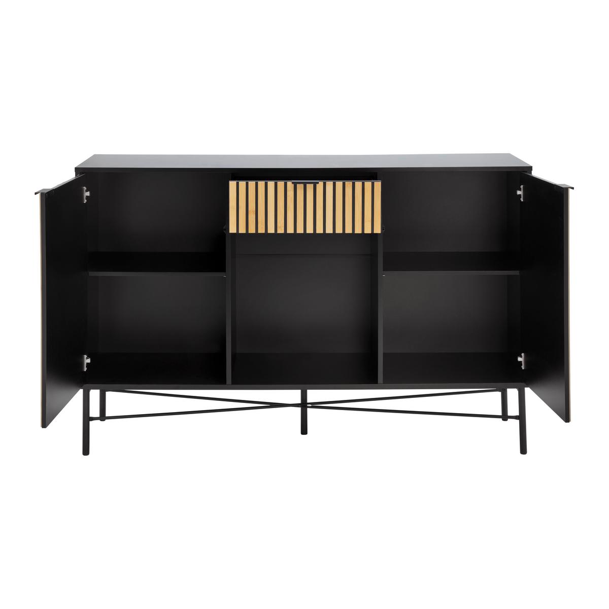 Tálalószekrény Madrid - natúr színű/fekete, Modern, faalapú anyag/fém (143/90/40cm) - Mömax