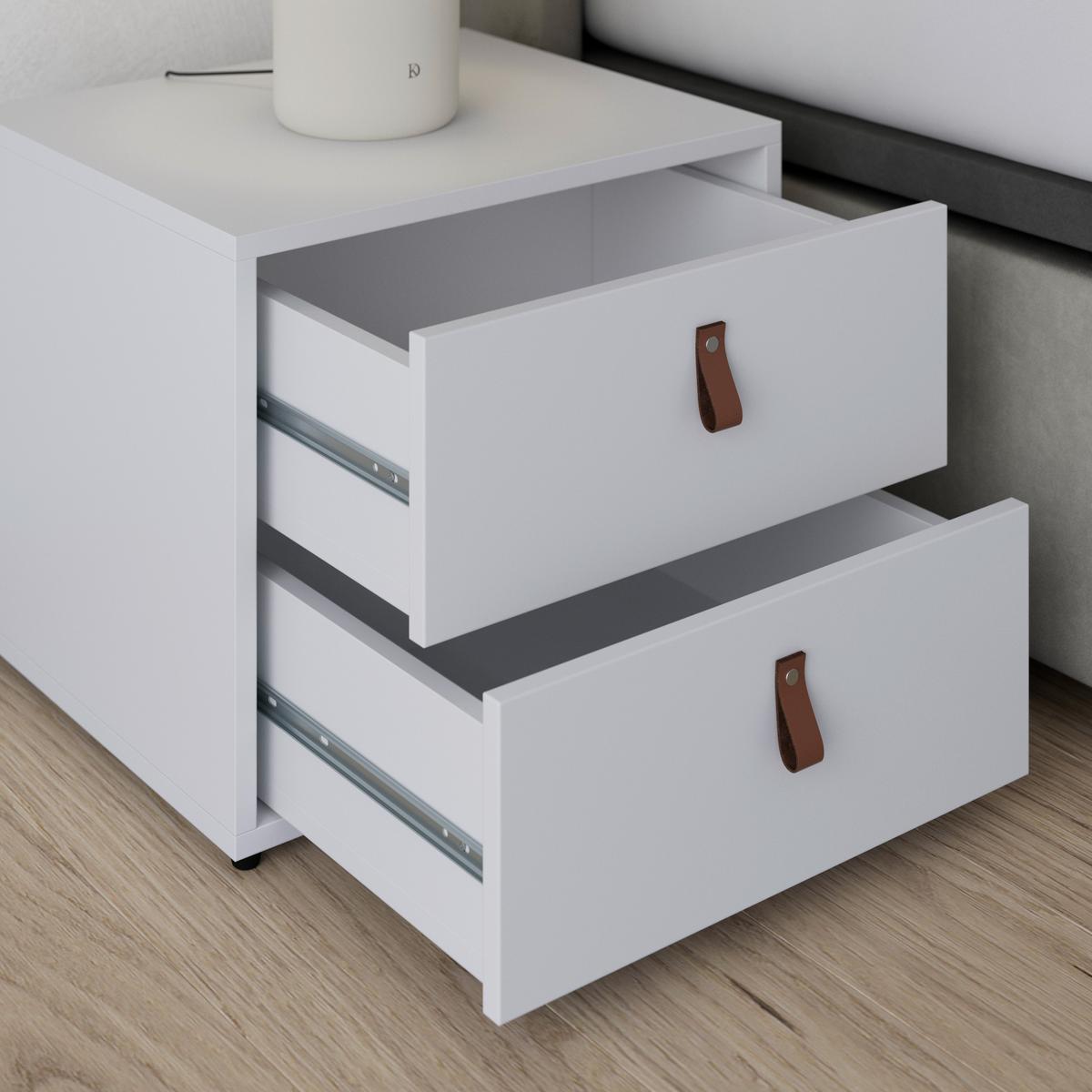Nachtkästchen Mick Weiß MDF - Schwarz/Weiß, MODERN, Holzwerkstoff/Kunststoff (46/40/40cm) - Bessagi Home
