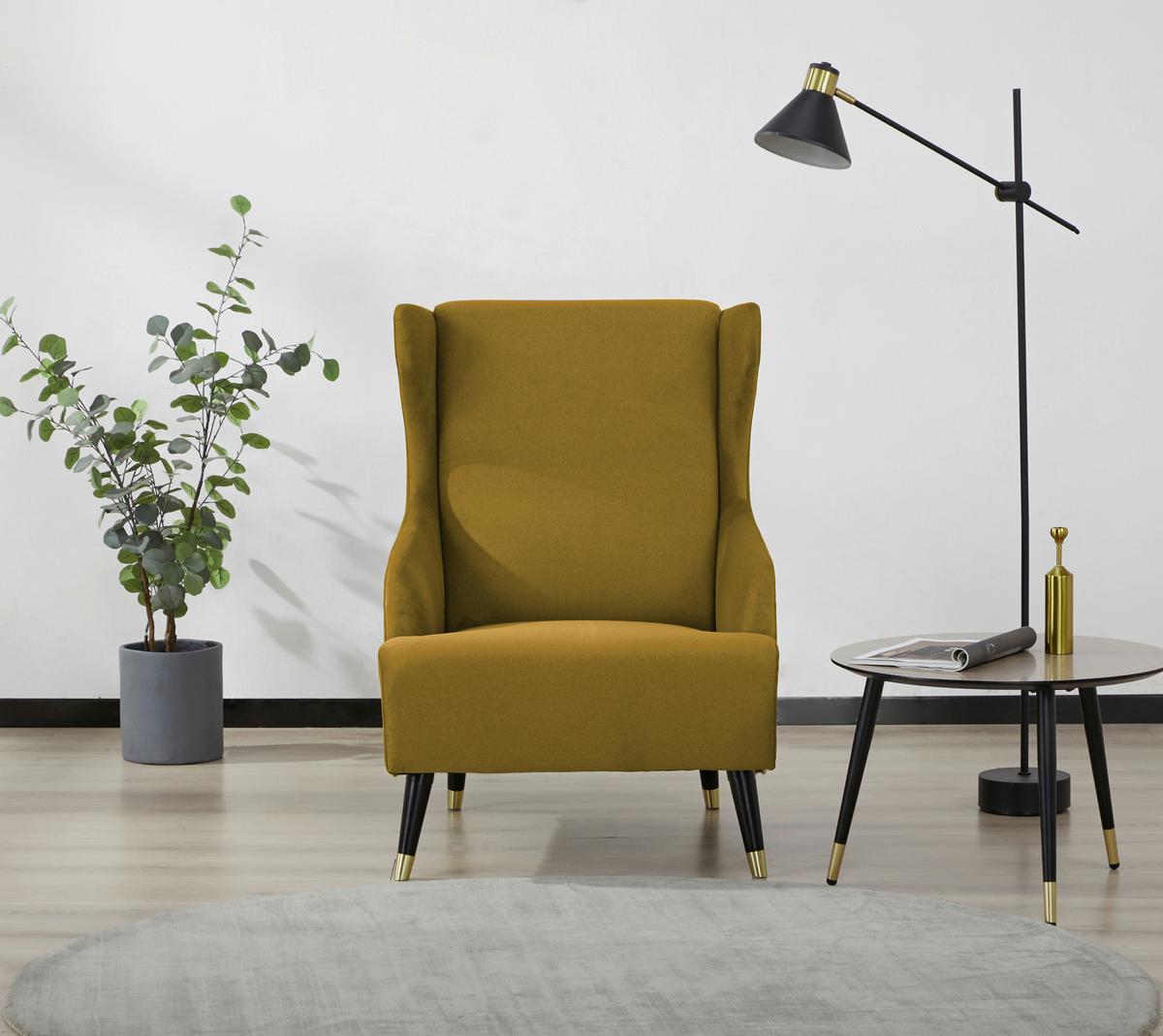 Fotelja Tiffany - žuta/crna, Moderno, tekstil/drvo (71/102/95cm) - Mömax