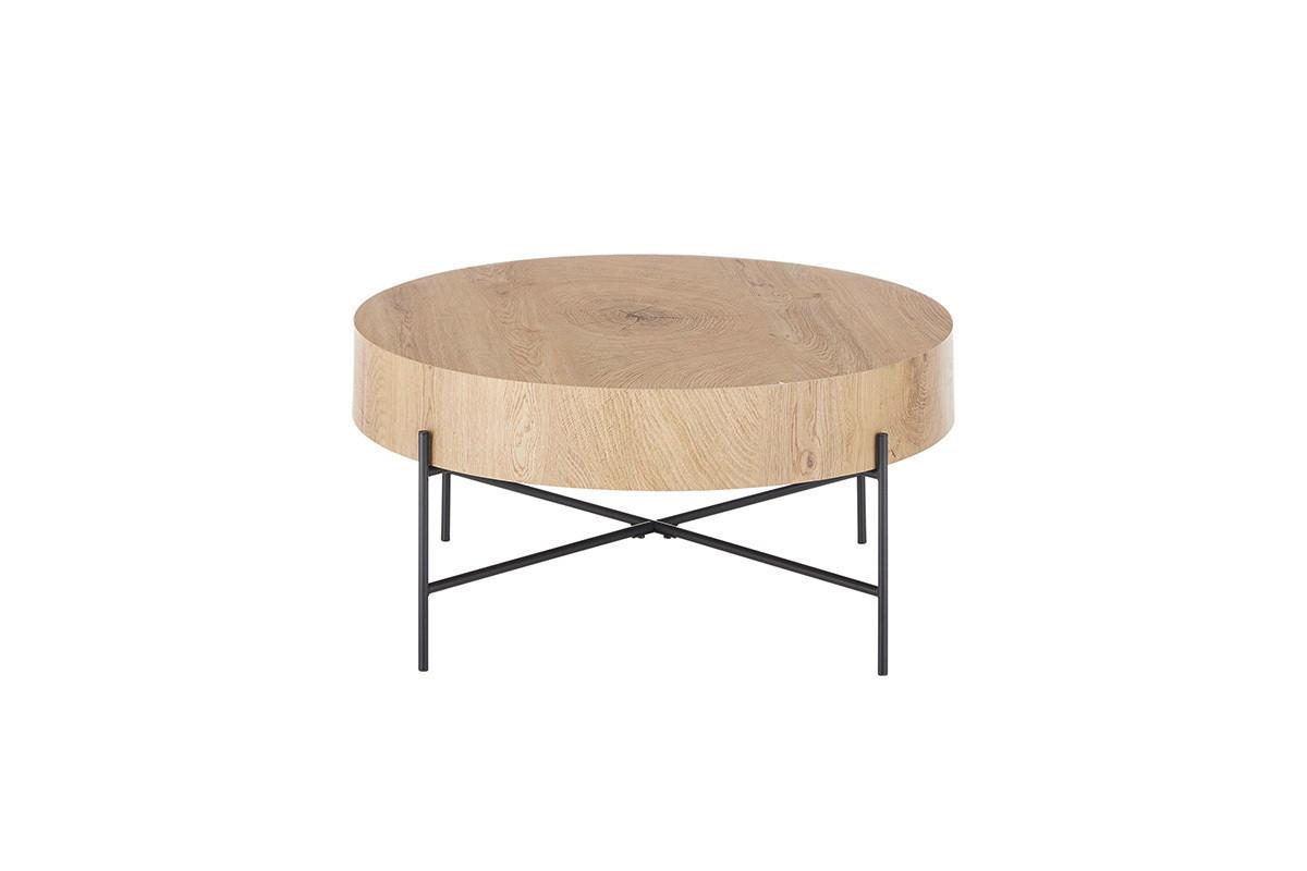 Măsuță de cafea MANACOR - culoare lemn stejar/negru, Modern, metal/material pe bază de lemn (80/36cm) - Zandiara