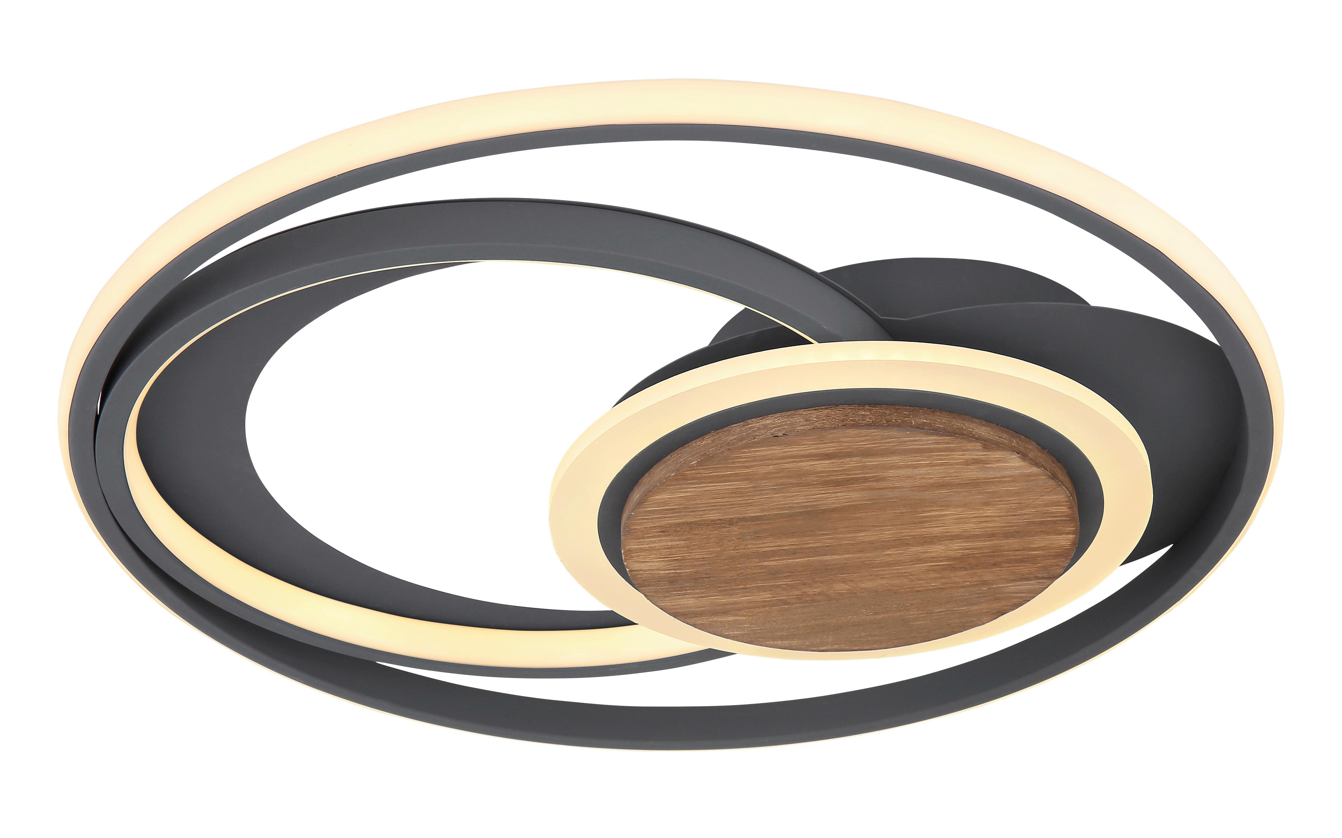 LED-Deckenleuchte Nirra Graphitfarben max. 40 Watt - Dunkelbraun/Opal, Design, Holz/Kunststoff (49,5/8cm) - Globo