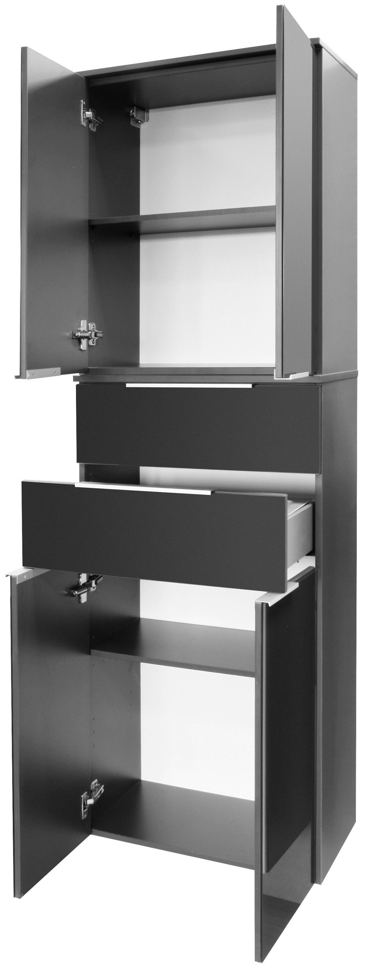 Hochschrank Kara anthrazit - Anthrazit/Silberfarben, MODERN, Glas/Holzwerkstoff (64/180/39cm) - MID.YOU
