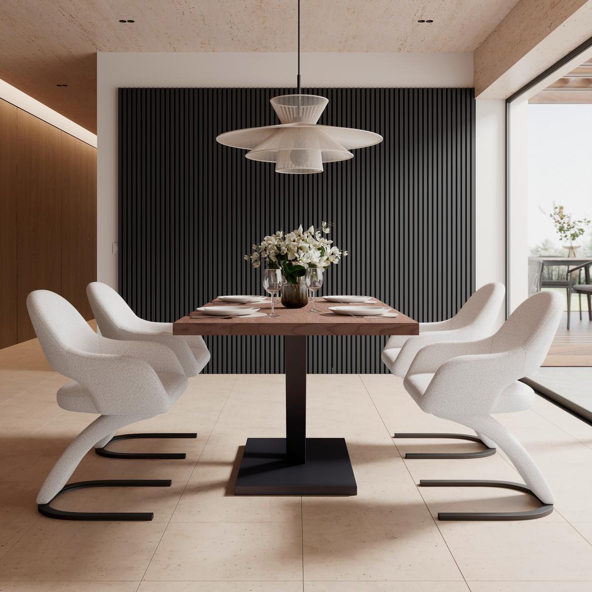 Armlehnstuhl Aria Creme Bouclé Gepolstert - Creme/Schwarz, MODERN, Holz/Textil (54/82/62cm) - Bessagi Home