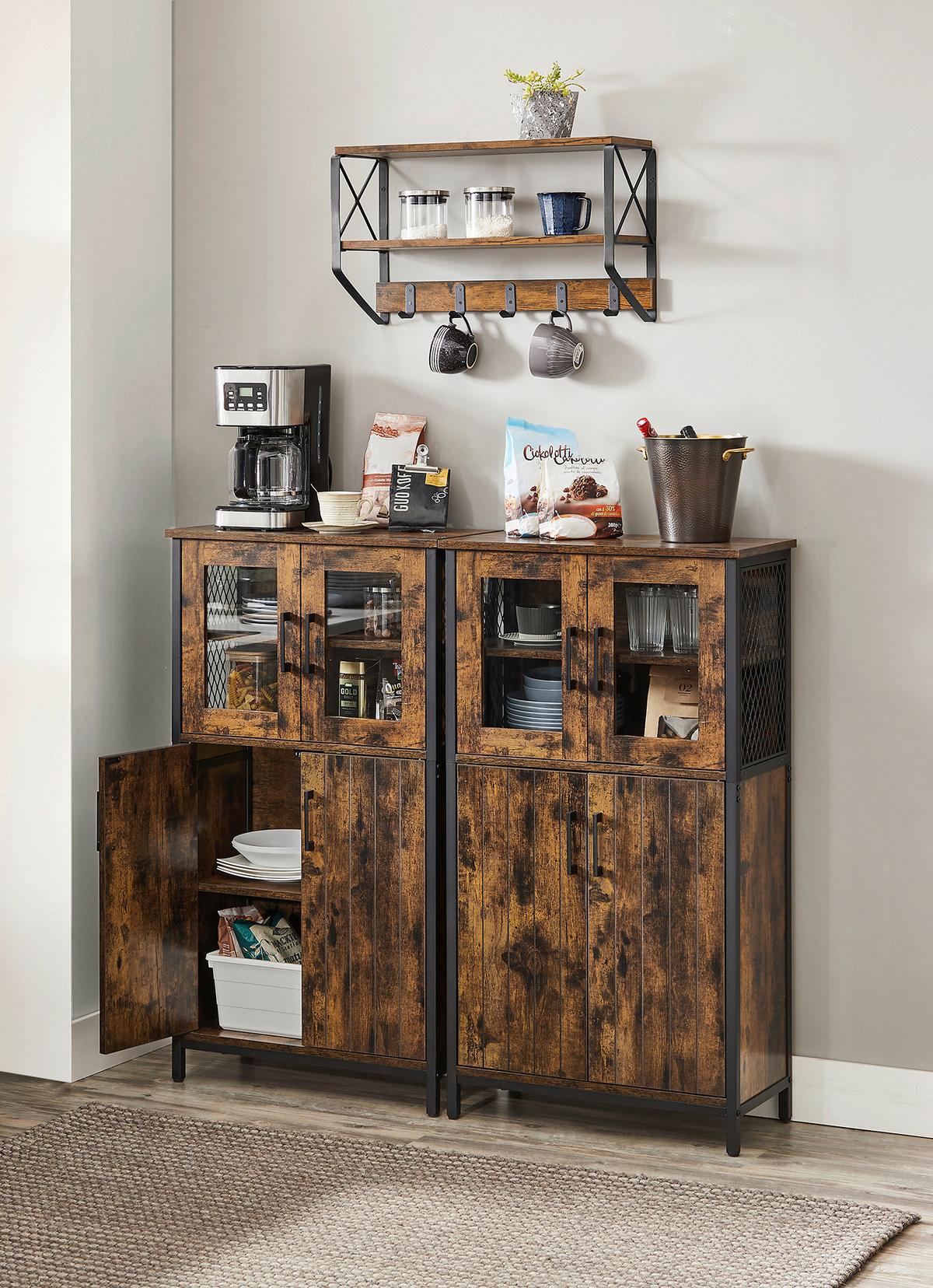 Highboard in Schwarz, Dunkelbraun ca. 60x108x30 cm - Dunkelbraun/Schwarz, Trend, Holzwerkstoff (60/108/30cm) - MID.YOU