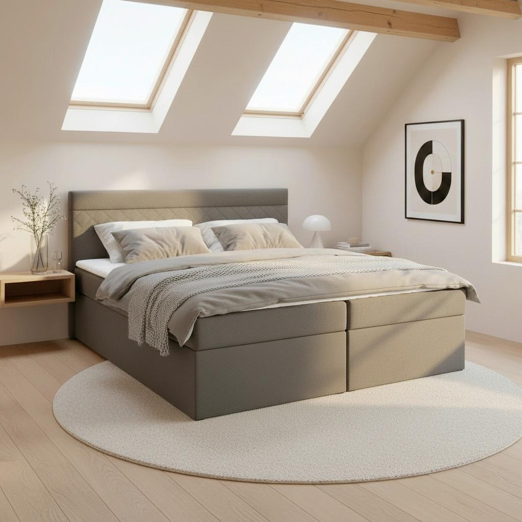 BOXBETT ROSA - gris/noir, MODERN, matériau en bois/textile (180/200cm) - Bessagi Home