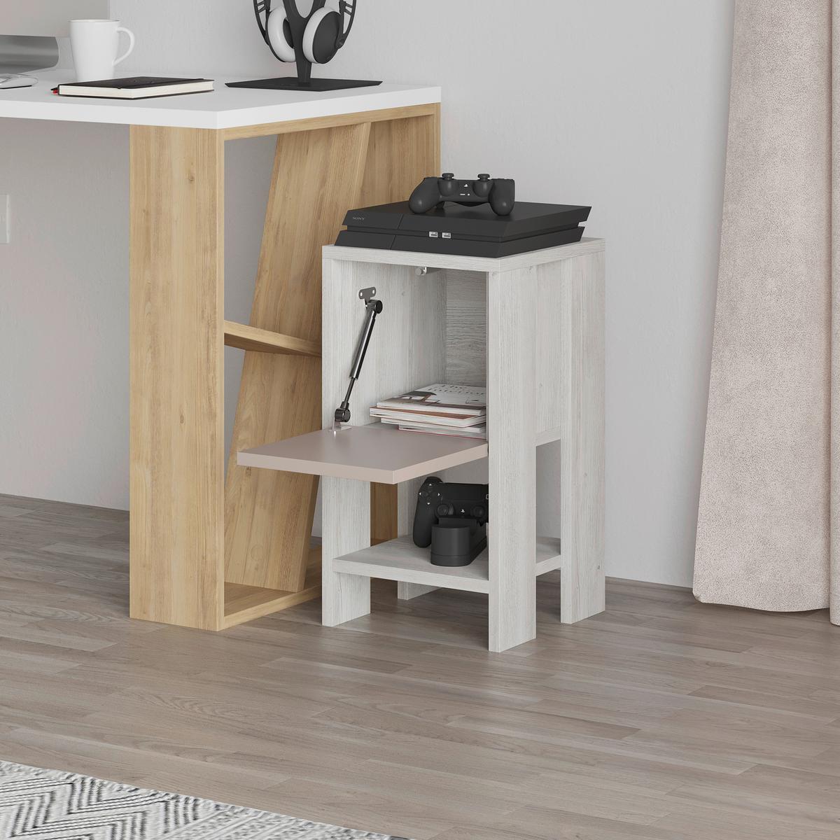 Nachttisch Ema ca. 30x55x30 cm Beige - Beige, Design, Holzwerkstoff (30/55/30cm) - Livetastic