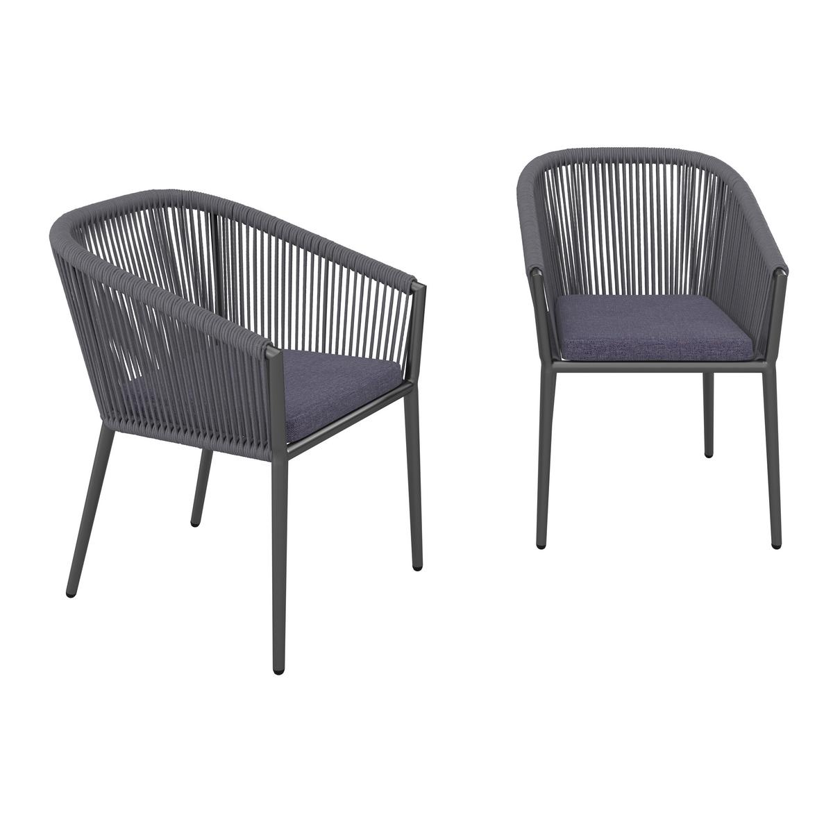 Gartensessel-Set 2-er Benicia Blau aus Metall/Textil - Blau/Schwarz, MODERN, Textil/Metall (55/76/63cm) - Bessagi Garden