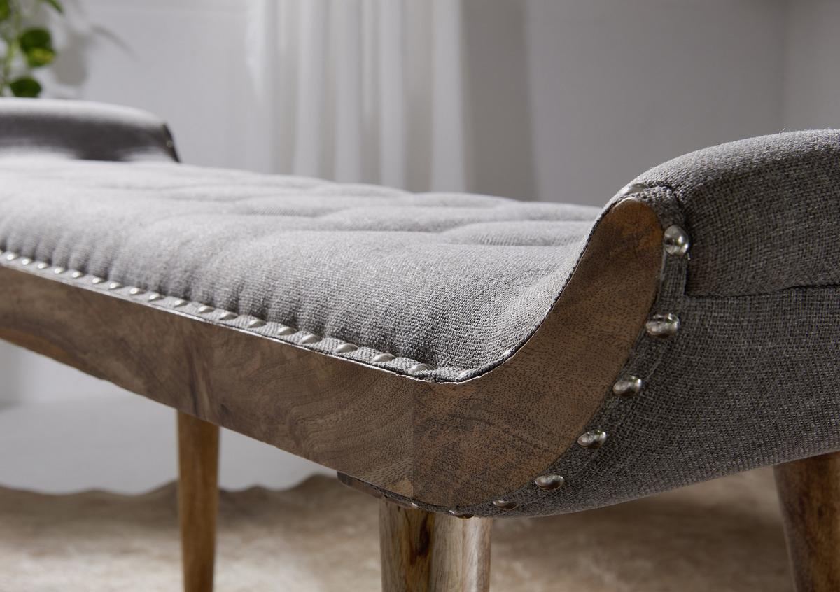 Klop Brez Naslona Sitzbank - siva/rjava, Moderno, tekstil/les (128/51/38cm) - MID.YOU