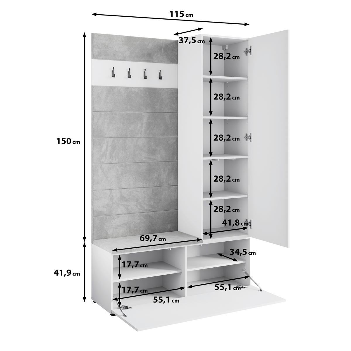 Predsoba Tejo I, Črna Mat - črna, Design, leseni material (115/192/37,5cm) - Livetastic