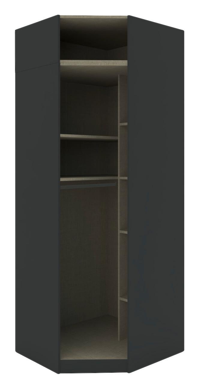 Corp dulap de haine pe colț Unit - antracit, Modern, material pe bază de lemn (91,1/242,2/91,1cm) - Ondega