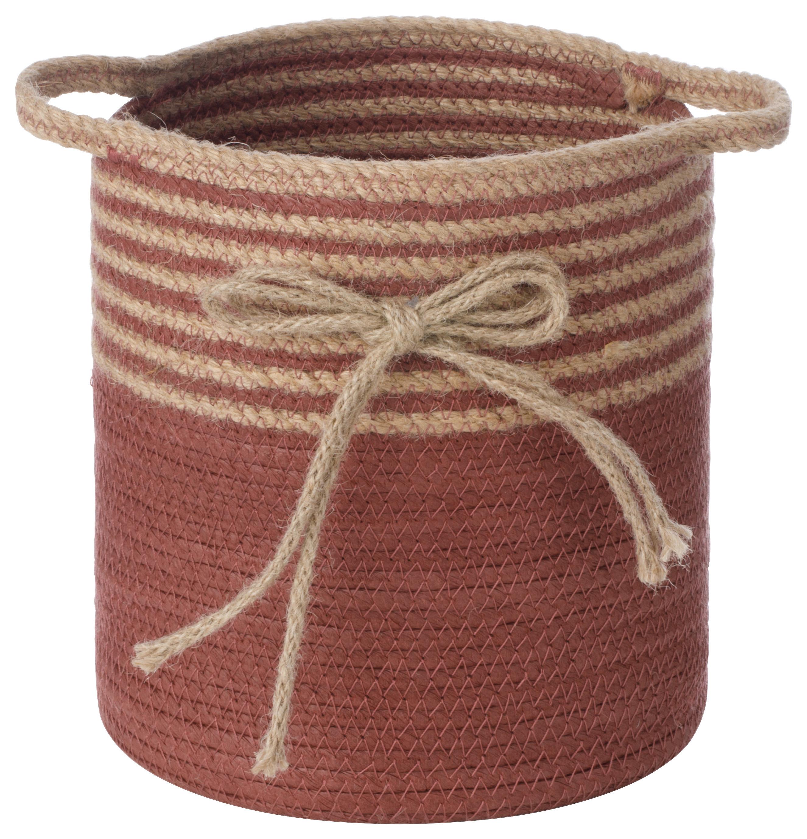Korb Holly Natur/Dunkelrot Ø ca. 21cm - Naturfarben/Dunkelrot, Papier/Textil (21/25cm) - Mömax