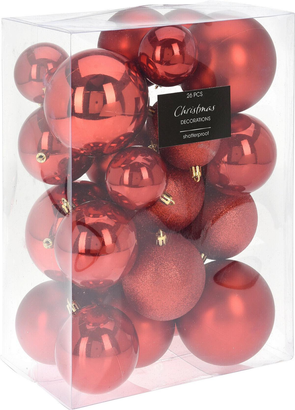 ZESTAW BOMBEK CHOINKOWYCH CAN223020 - czerwony, Basics, tworzywo sztuczne (27/14/33cm) - X-Mas