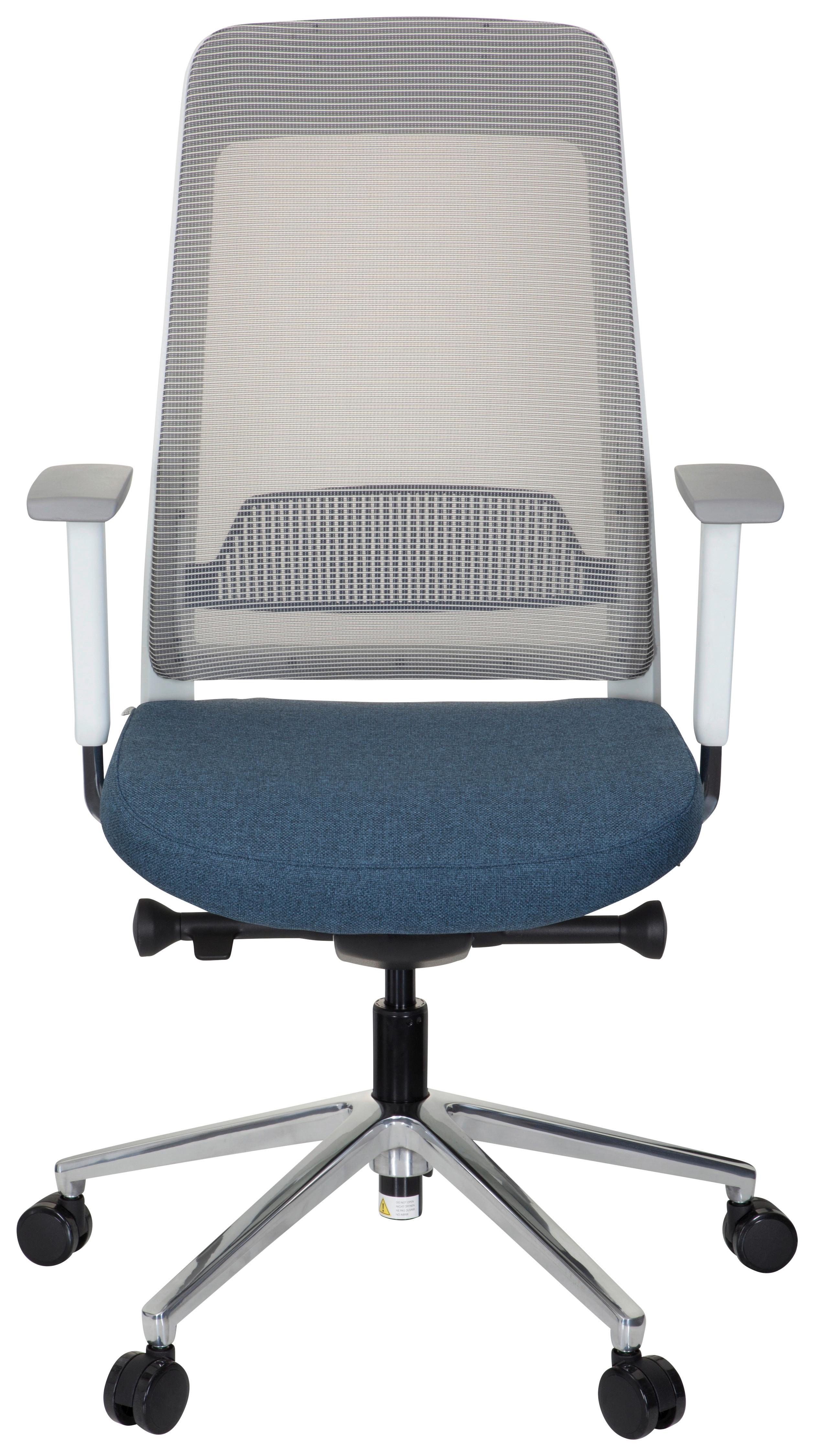Pisarniški Stol Chiaro T1 White, Modra, Siva - modra/siva, Moderno, kovina/umetna masa (67/118/63cm) - MID.YOU