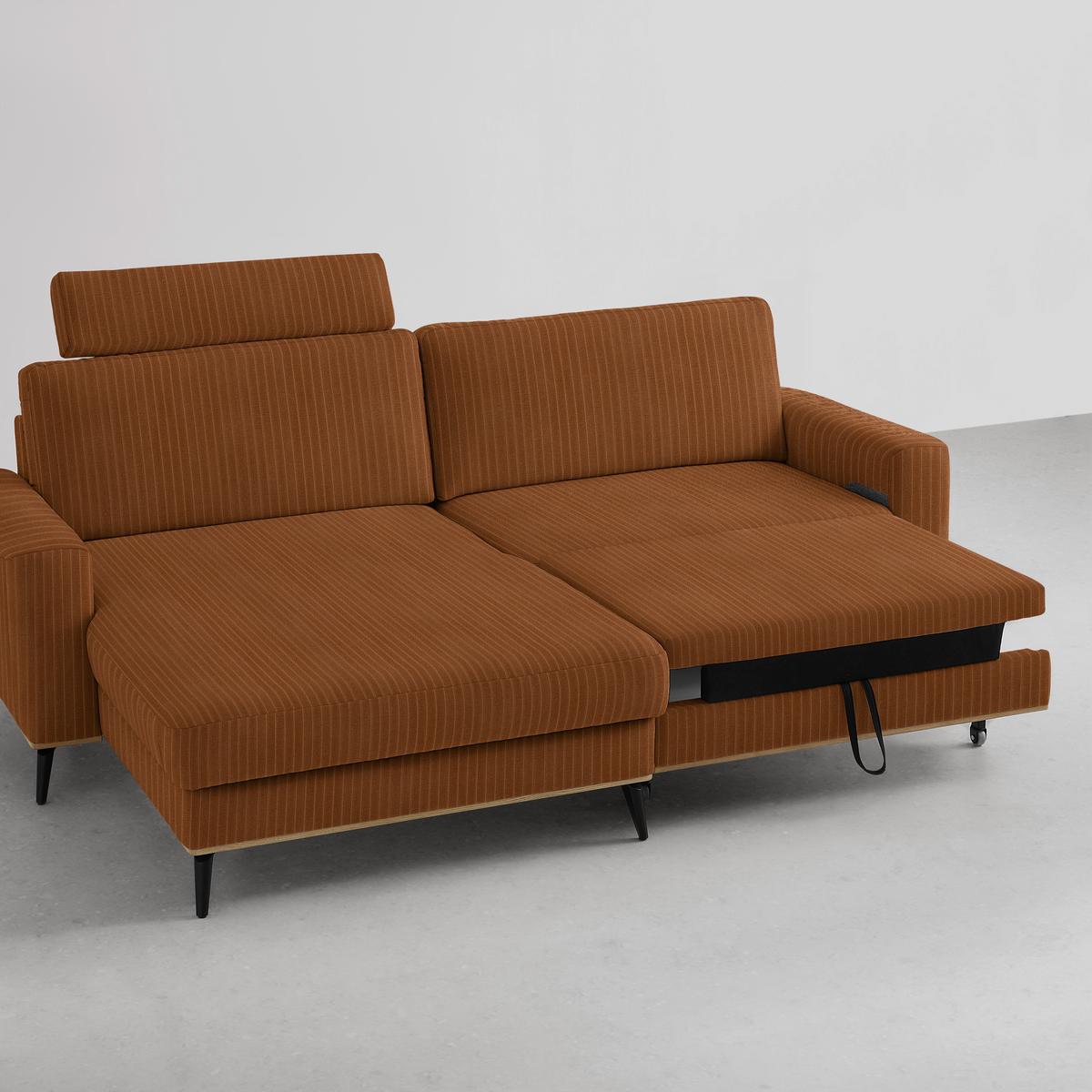 Wohnlandschaft Romeo Rostfarben - Rostfarben/Schwarz, KONVENTIONELL, Textil/Metall (167/87/234cm) - Zandiara