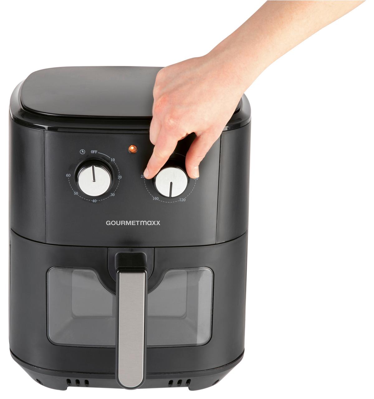 FRYTKOWNICA BEZTŁUSZCZOWA VKP12494 - czarny, Design, tworzywo sztuczne/metal (29,5/39/34cm) - GOURMETMAXX