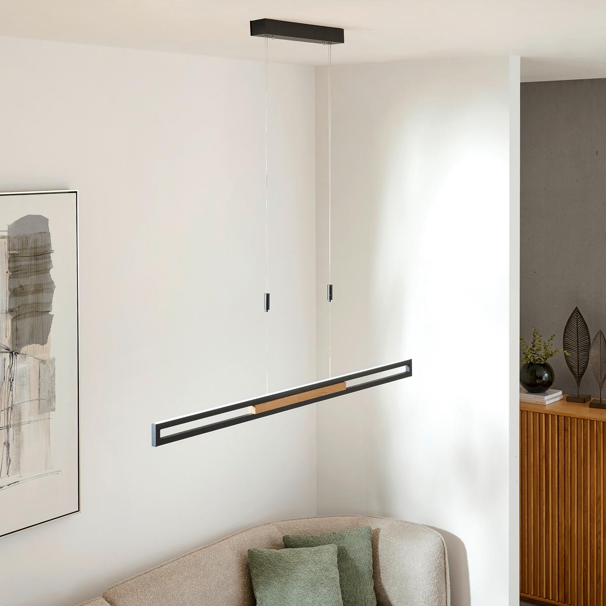 LAMPA WISZĄCA LED RAPHAELO - czarny, Basics, metal/drewno (127,8cm) - Dieter Knoll