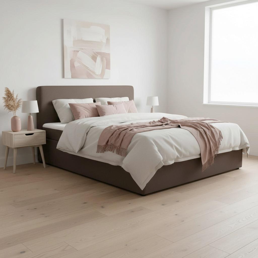 BOXSÄNG MARCO - brun/svart, Modern, trä/textil (180/200cm) - Bessagi Home