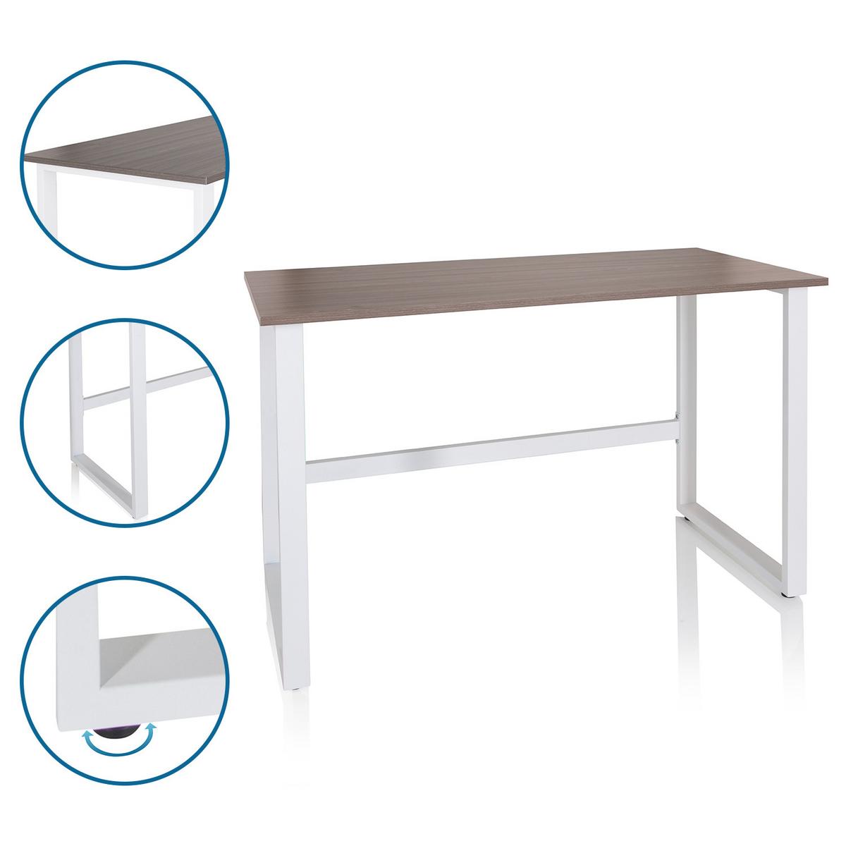 Pisalna Miza Workspace Light I, Siva, Bela - siva/bela, Basics, kovina/leseni material (120/60/76cm) - MID.YOU