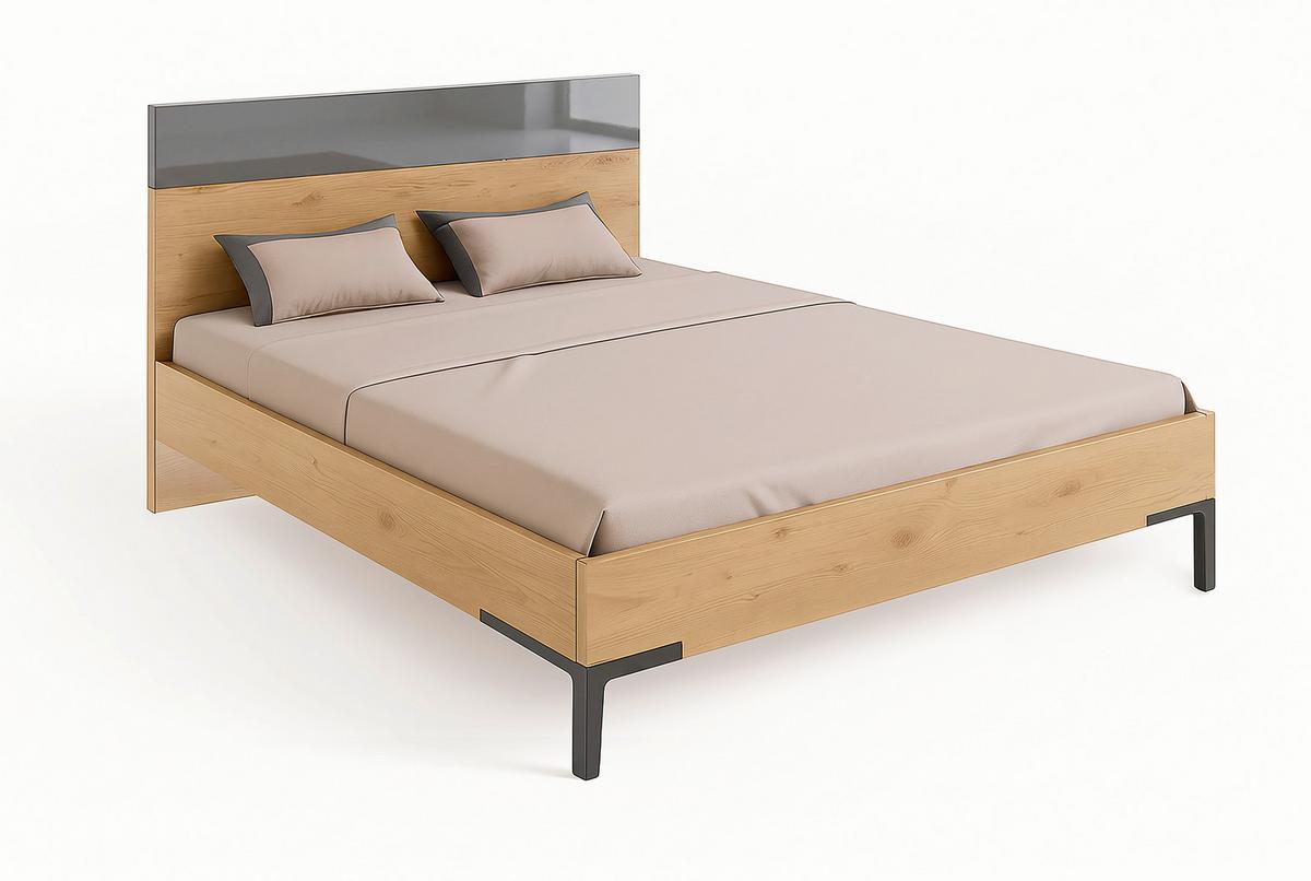 Krevet Sposami - siva visoki sjaj/antracit, Moderno, pločasti materijal (180/200cm) - Premium Living