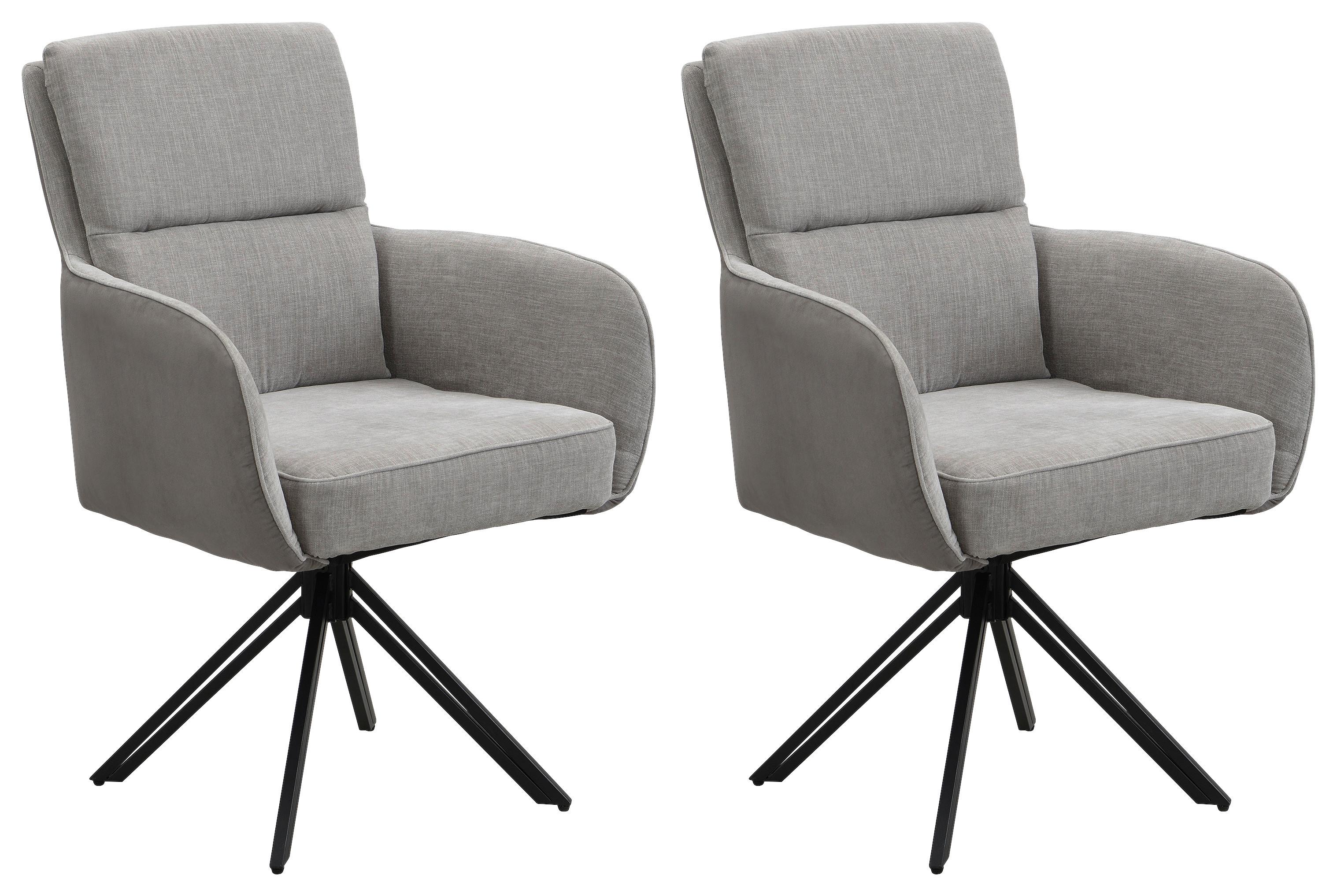 STUHL-SET TINO - Hellgrau/Schwarz, MODERN, Textil/Metall (62/94/70cm) - MID.YOU