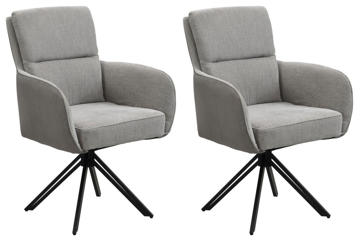 STUHL-SET TINO - Hellgrau/Schwarz, MODERN, Textil/Metall (62/94/70cm) - MID.YOU