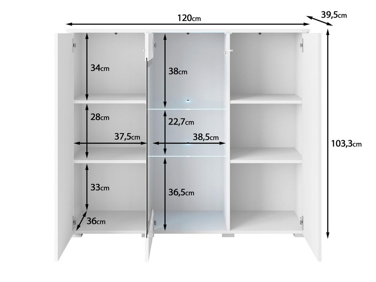 Visoka Komoda Vera 120, Antracit, Barva Hrasta - siva/barva kostanjevega hrasta, Trend, umetna masa/steklo (120/103,3/39,5cm) - P & B