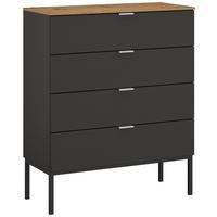 Komoda Lima, Barva Grafita, Barva Hrasta - barve aluminija/barve grafita, Trend, kovina/leseni material (80/100/42cm) - Stylife