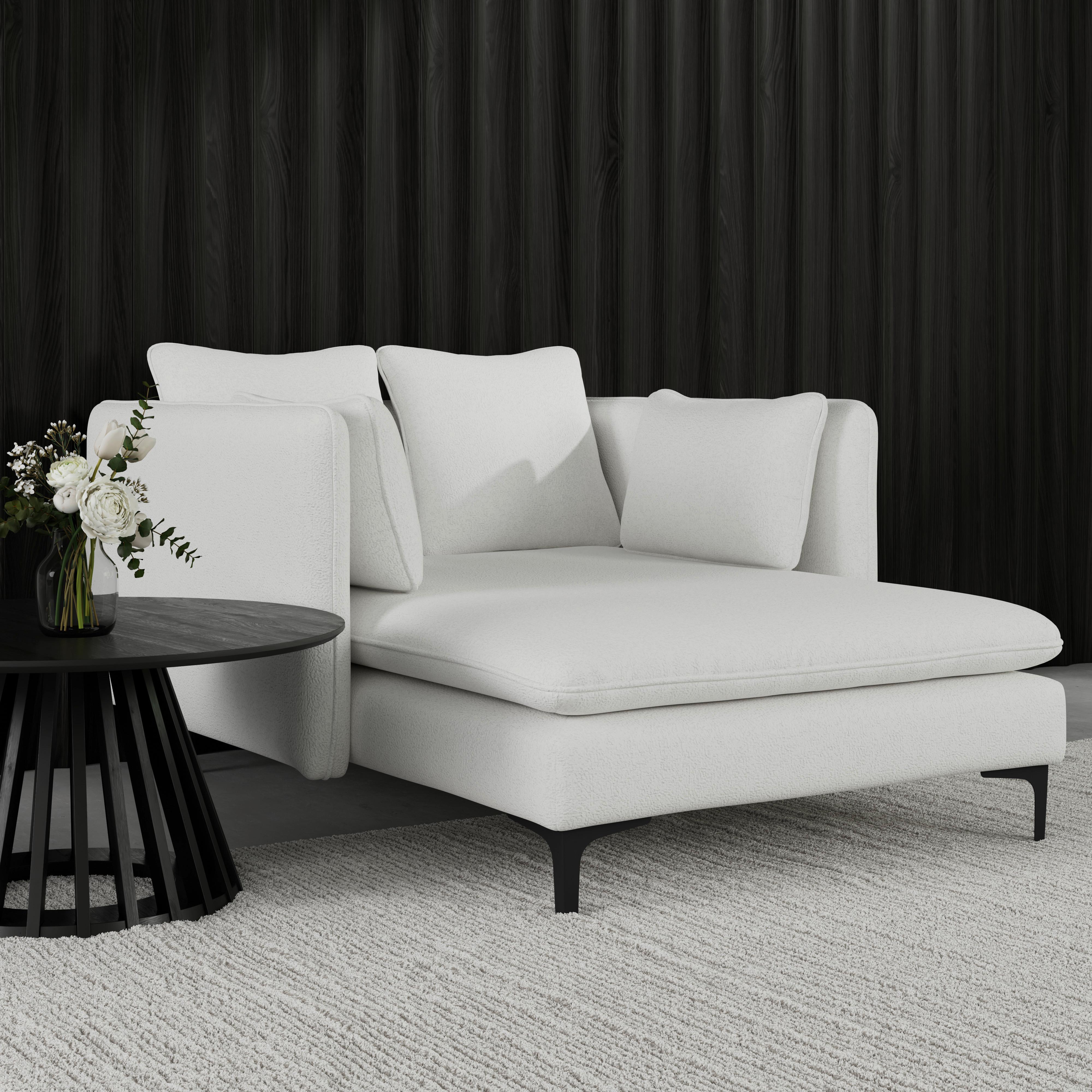 Relaxliege Sandy Chenille Weiß - Schwarz/Weiß, MODERN, Holz/Textil (120/74/160cm) - Bessagi Home