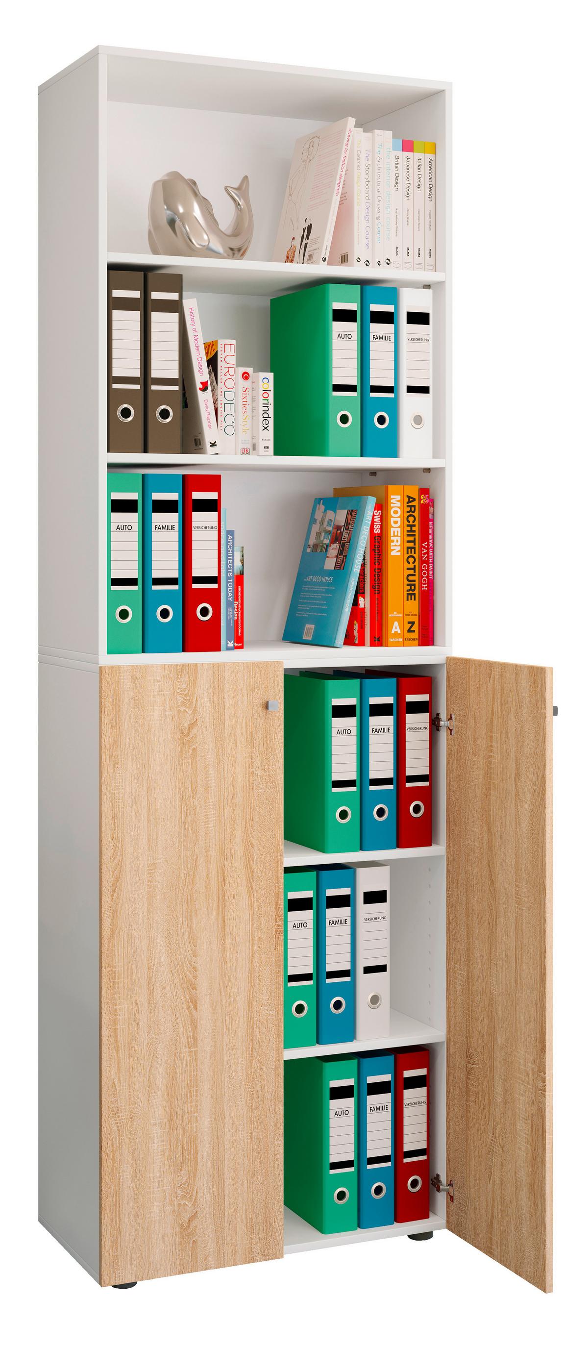 Arhivska Omara Lona Xxl, Bela, Barva Hrasta - bela/hrast sonoma, Design, leseni material (70/220/39cm) - MID.YOU