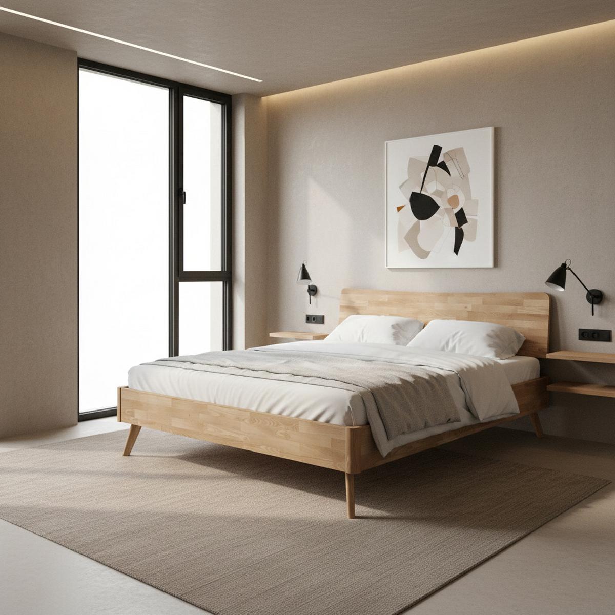 Bett Danzig ca. 140x200 cm Wildeiche Echtholz - Wildeiche, MODERN, Holz (140/200cm) - Bessagi Home