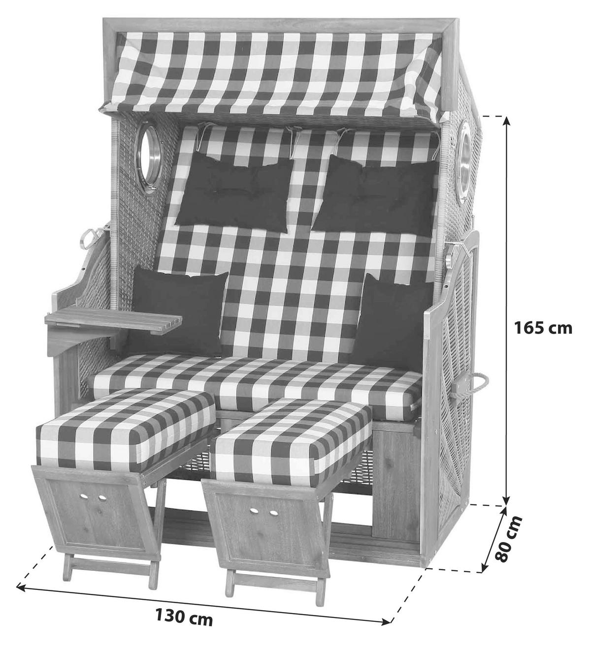 Siena Garden Strandkorb ca.130x80x165cm Blau,Weiß - Blau/Weiß, KONVENTIONELL, Holz/Kunststoff (130/80/165cm) - Siena Garden