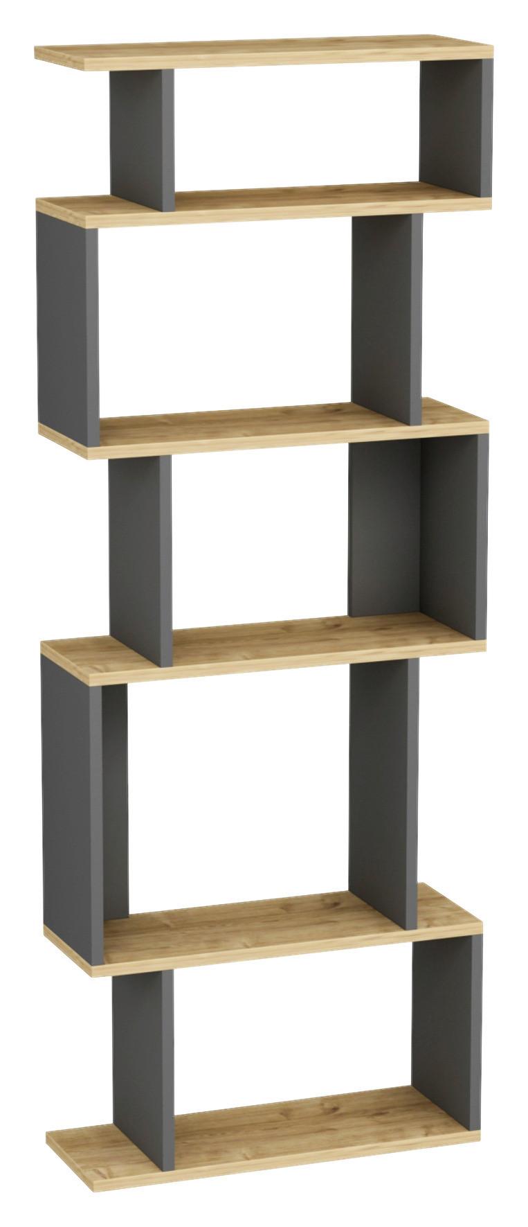Regal Eros - temni hrast/antracit, Design, leseni material (60/160/22cm) - Livetastic