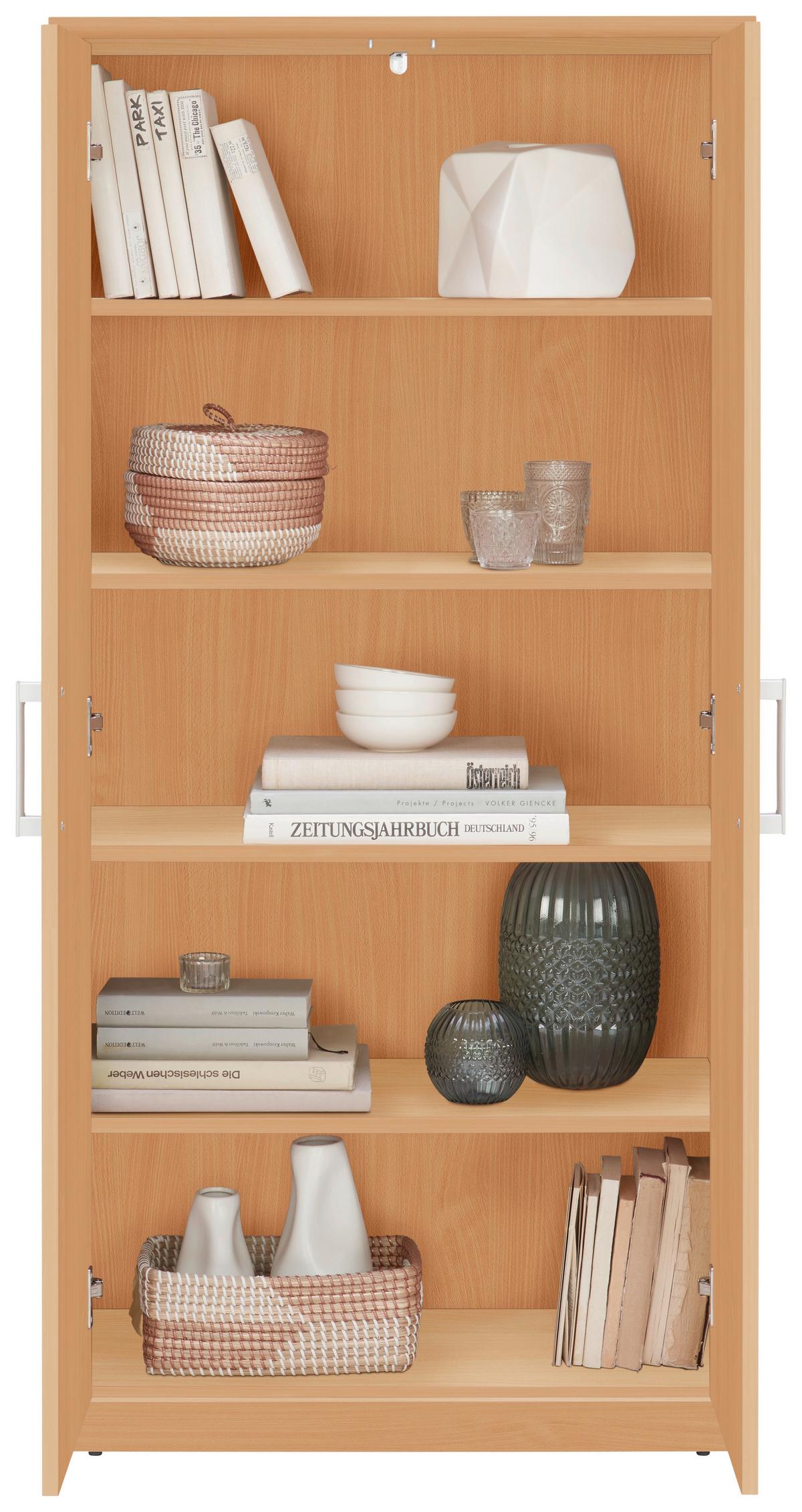 KOMODA EASY - kolor bukowy/kolor srebrny, Basics, materiał drewnopochodny/tworzywo sztuczne (72/148/36cm) - Xora