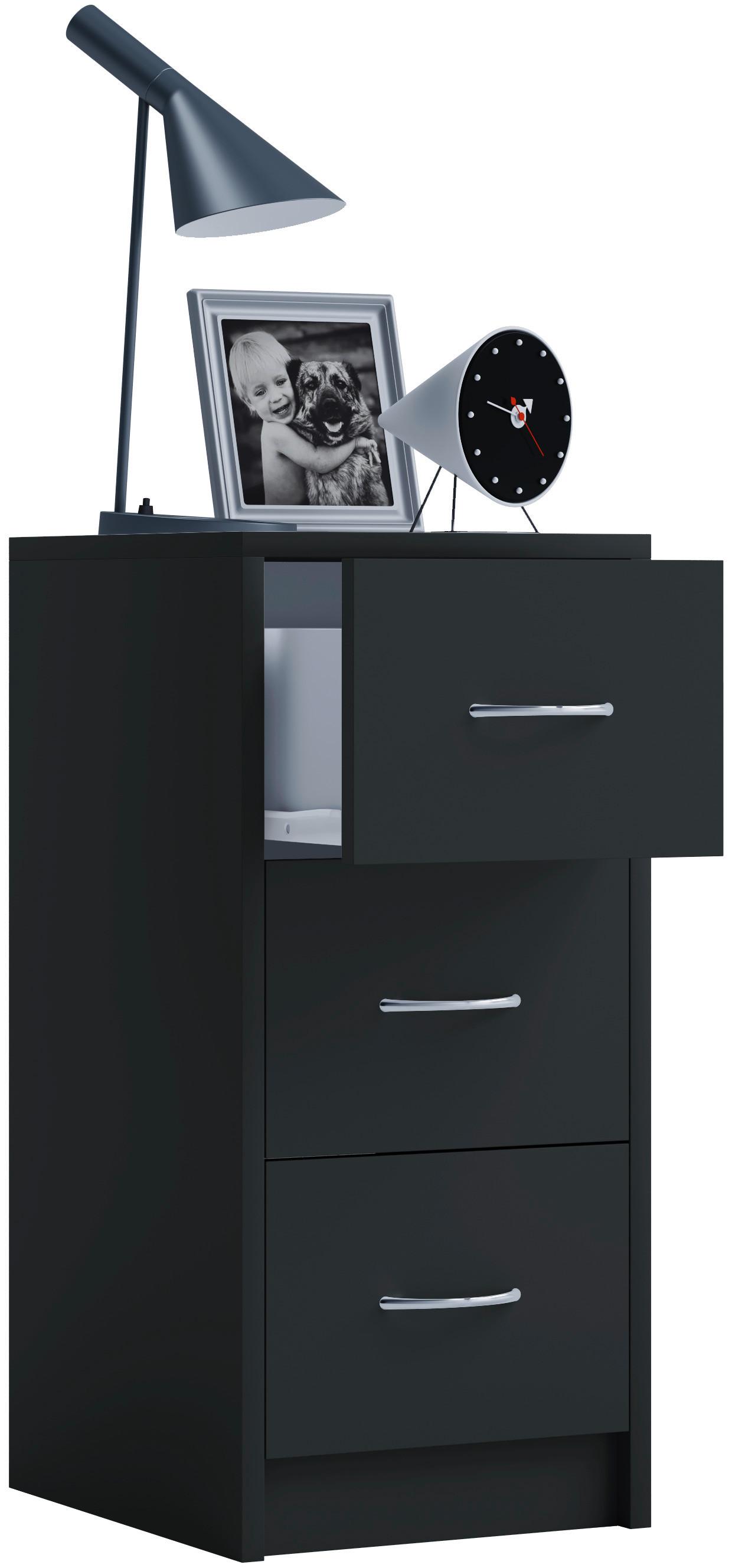 Éjjeliszekrény Boxal Maxi - fekete/alumíniumszínű, Basics, faalapú anyag (35/65/35cm) - Livetastic