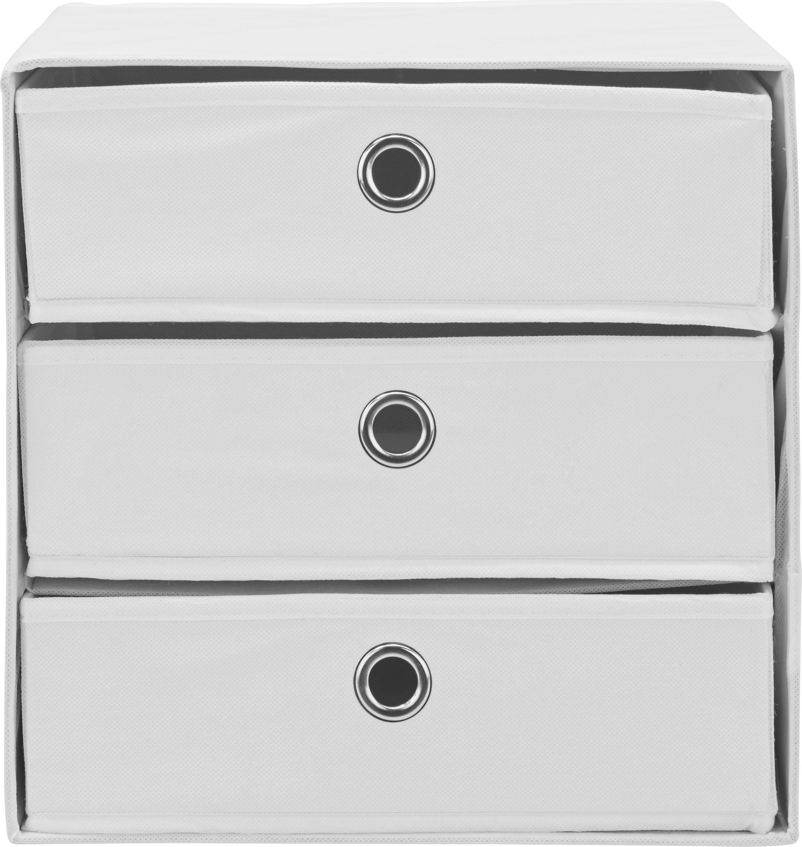 MINIBYRÅ MONA 3 -SB- - vit, Modern, metall/textil (32/31,5/32cm) - Mömax