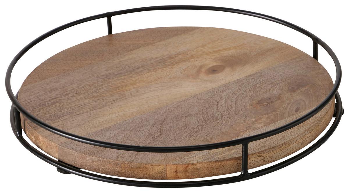 Dekotablett Opura II Braun/Schwarz - Schwarz/Braun, MODERN, Holz/Metall (26/4cm) - Premium Living