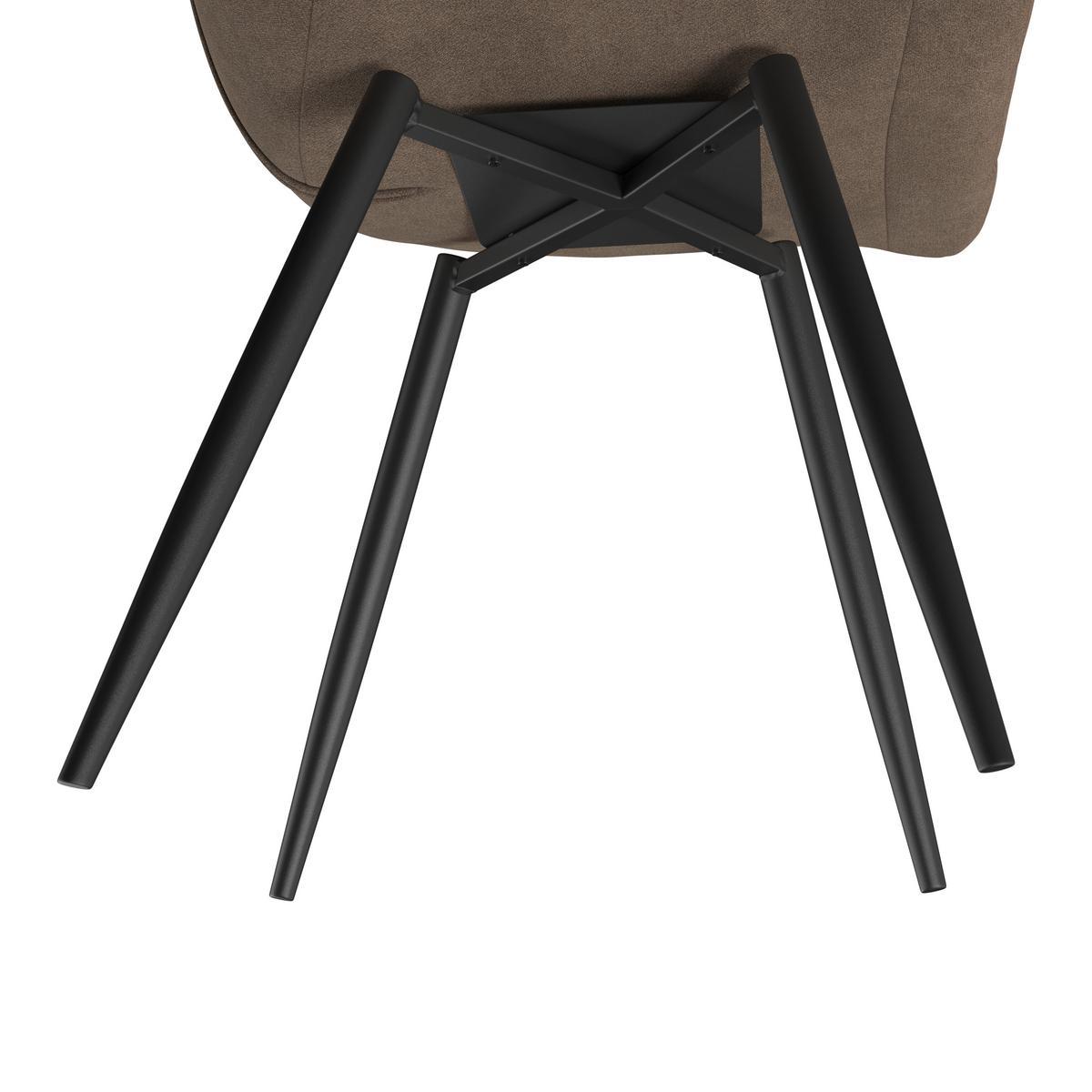 Stuhl Suri Braun Chenille Drehbar Gepolstert - Hellgrau/Schwarz, MODERN, Holz/Textil (46/88/62cm) - Bessagi Home