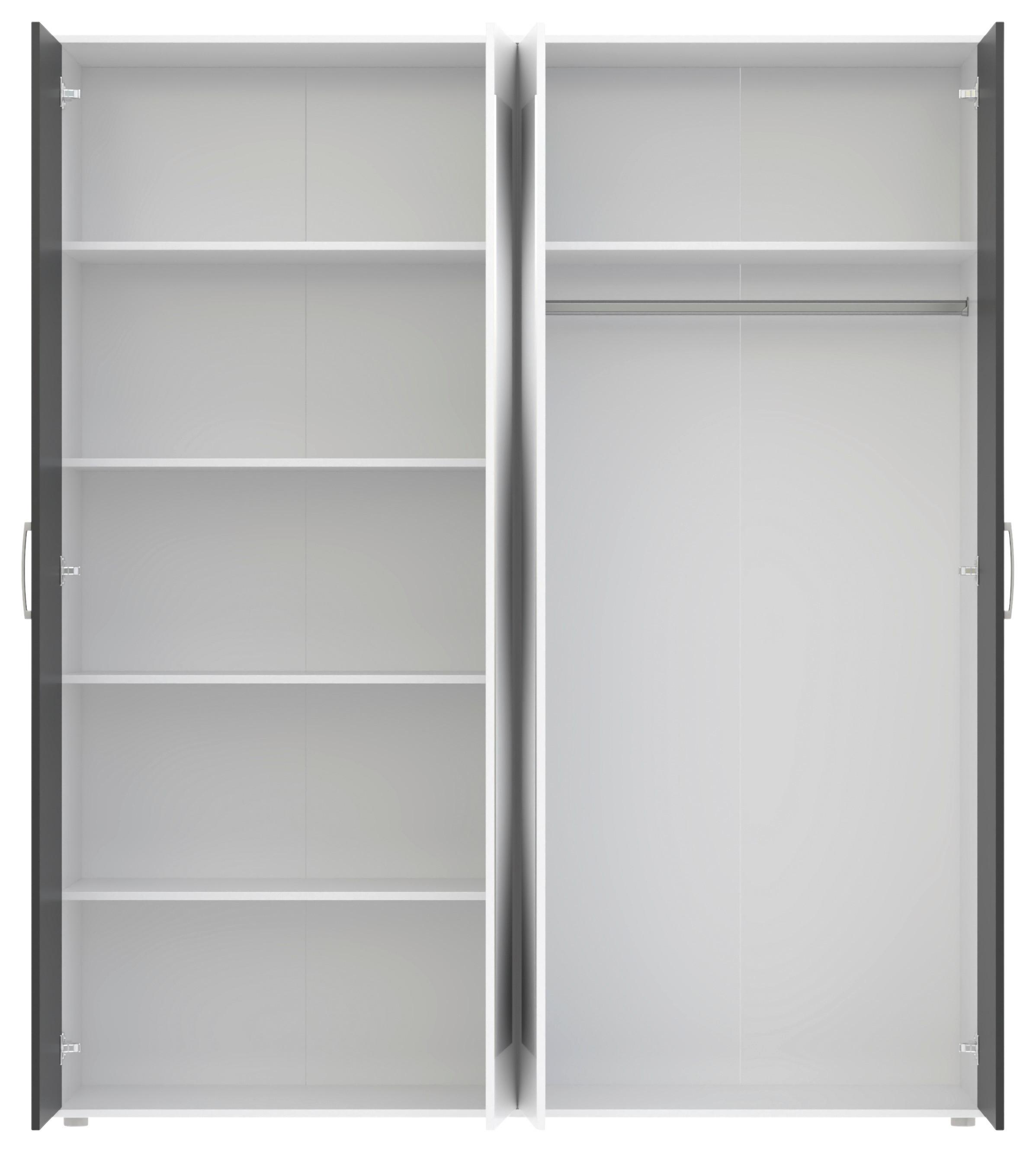 GARDEROB MED GÅNGJÄRNSDÖRRAR JAN -EXKLUSIV- - vit/kromfärg, Klassisk, trämaterial/glas (180/210/52cm) - Mömax