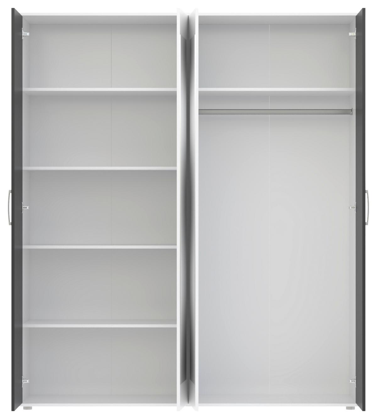 Drehtürenschrank Jan Anthrazit/Weiß - Chromfarben/Anthrazit, KONVENTIONELL, Glas/Holzwerkstoff (180/210/52cm) - Mömax
