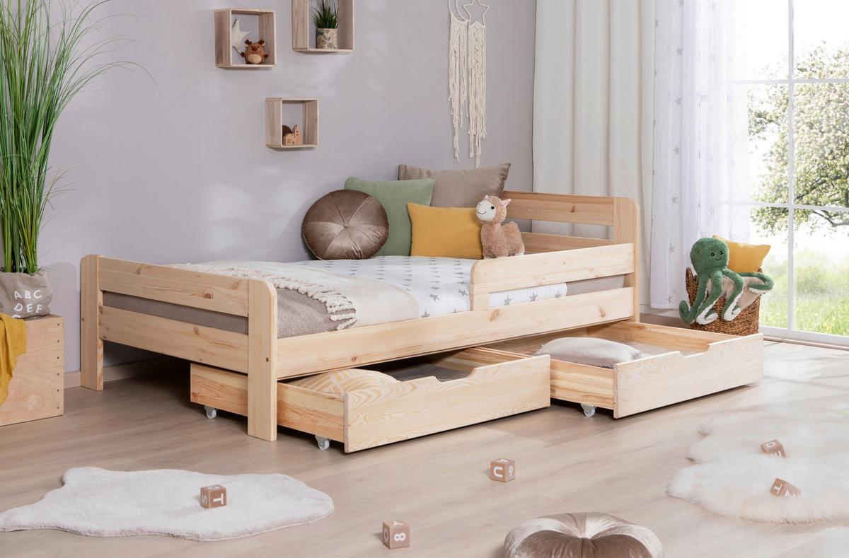 Bett Bennet mit Schubkasten ca. 120x200 cm Kiefer Natur - Naturfarben, MODERN, Holz (120/200cm) - MID.YOU