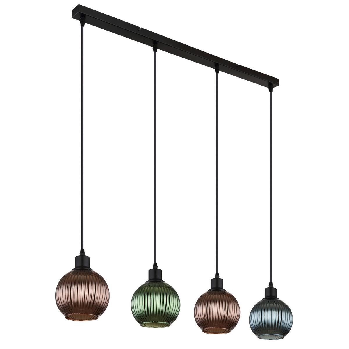 HÄNGELEUCHTE 15638-4 ZUMBA - Multicolor/Schwarz, Trend, Glas/Metall (90cm) - Globo