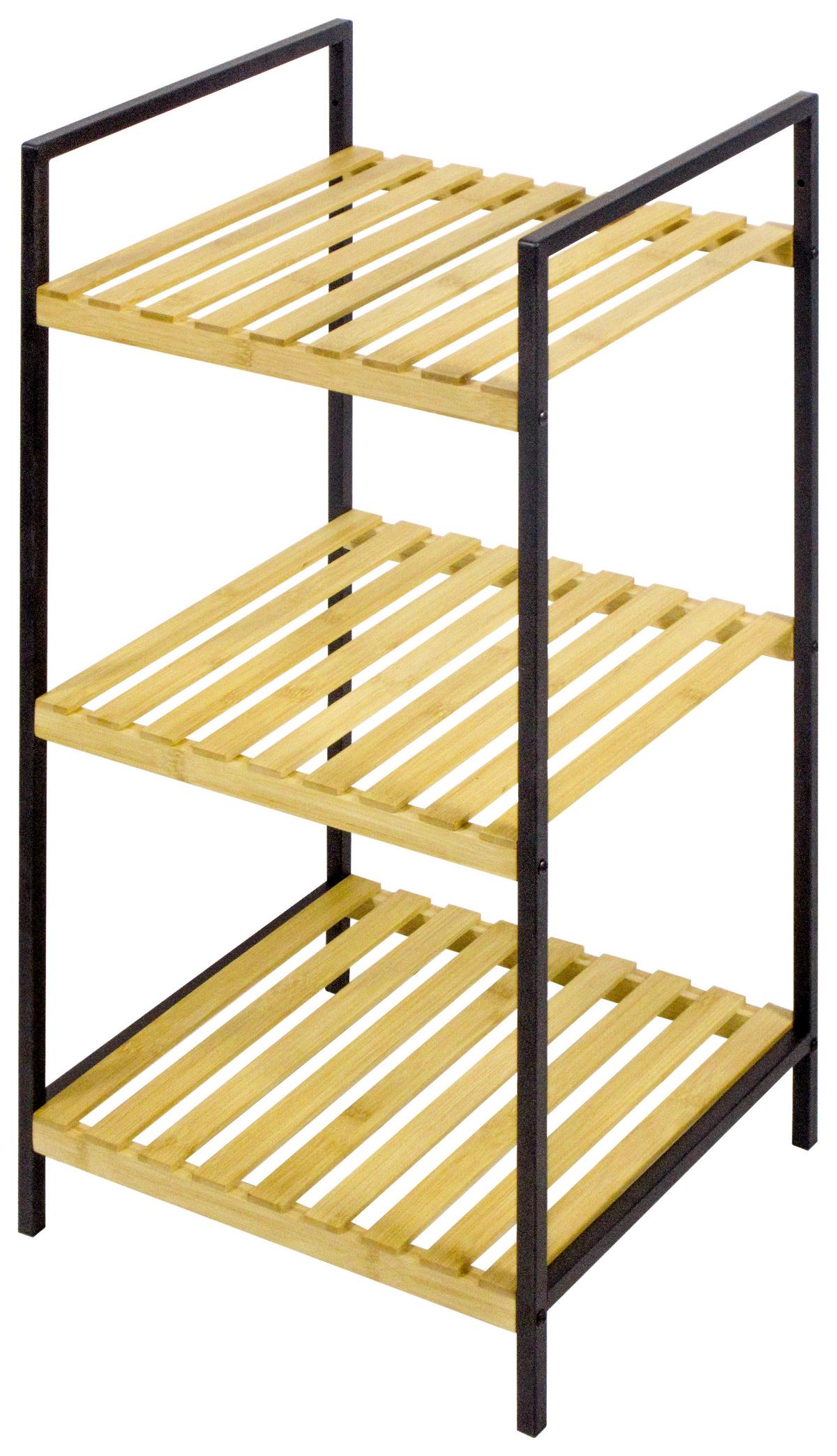 Etajeră FRANZ 1 - culoare natur/negru, Modern, materiale naturale/metal (37,5/70/33cm) - Modern Living